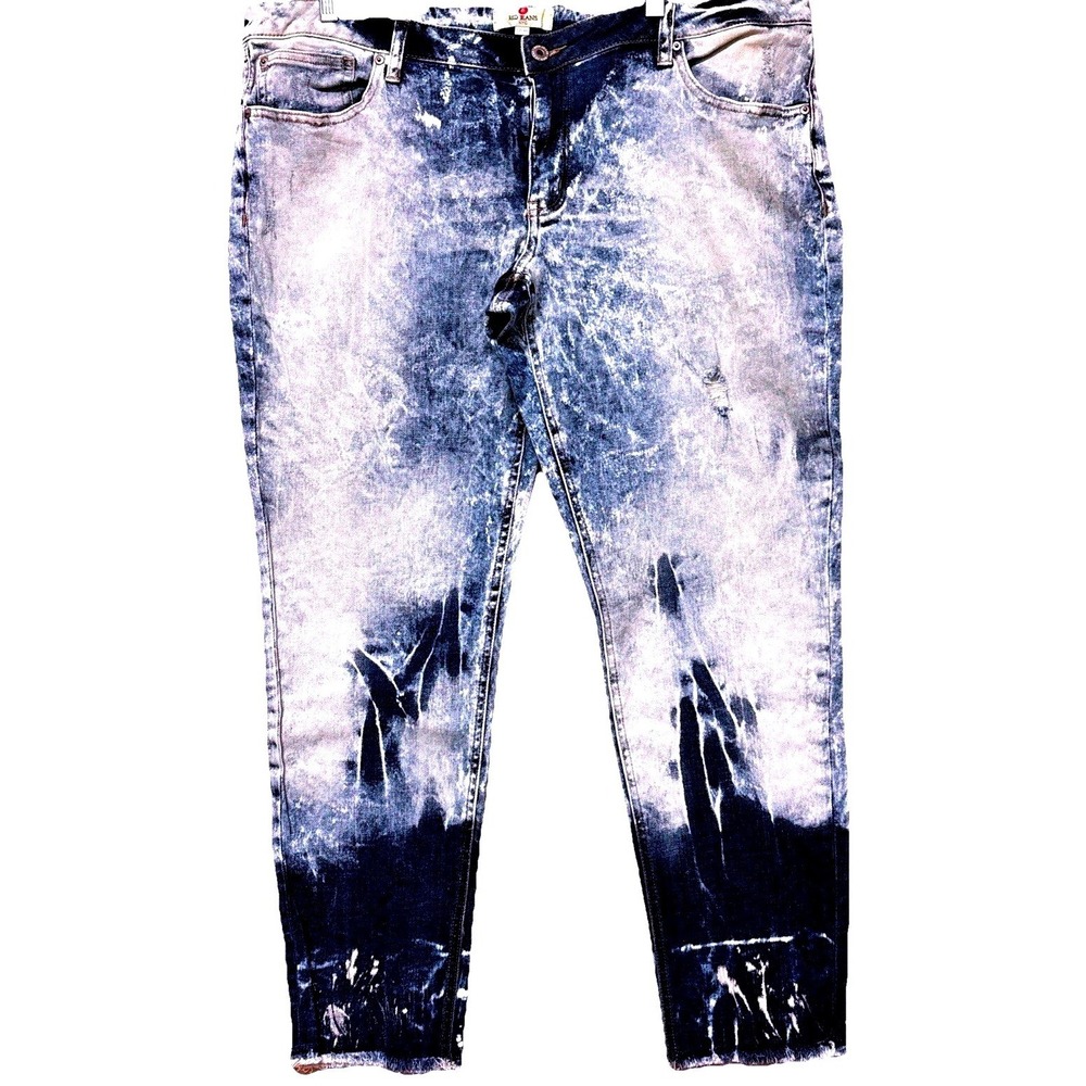 Red‎ Jeans NYC Womens Acid Wash Bleached Distressed Skinny Jeans Blue Size 17/18